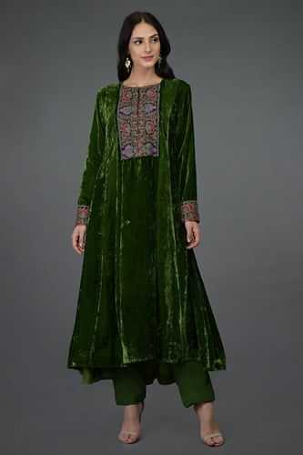 لباس مخمل هندی سبز