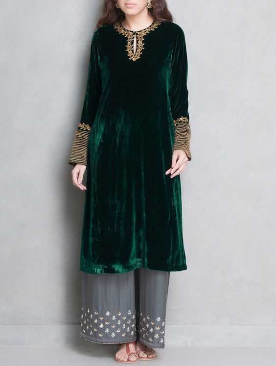 لباس مخمل هندی سبز